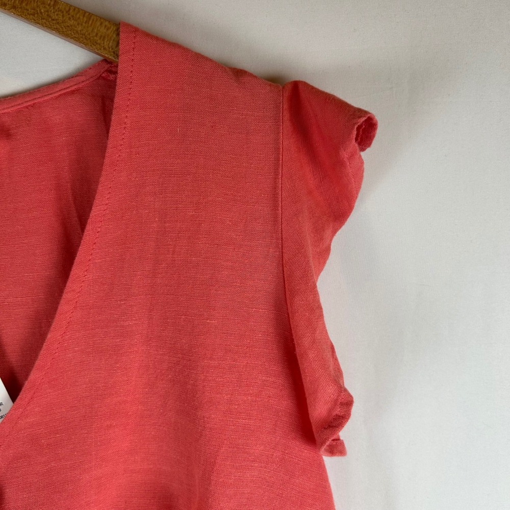 NWT Roxy Women's XL Sweeter Than This Button Up Tie Front Ruffle Sleeve Top - Picture 15 of 15